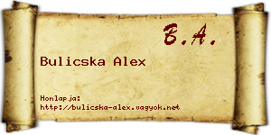 Bulicska Alex névjegykártya